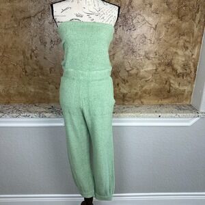 Free People FP‎ Beach Claire Terry Jumpsuit Women's Small Strapless Green